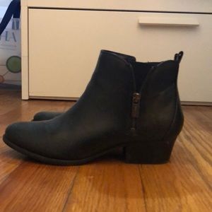 Black leather booties